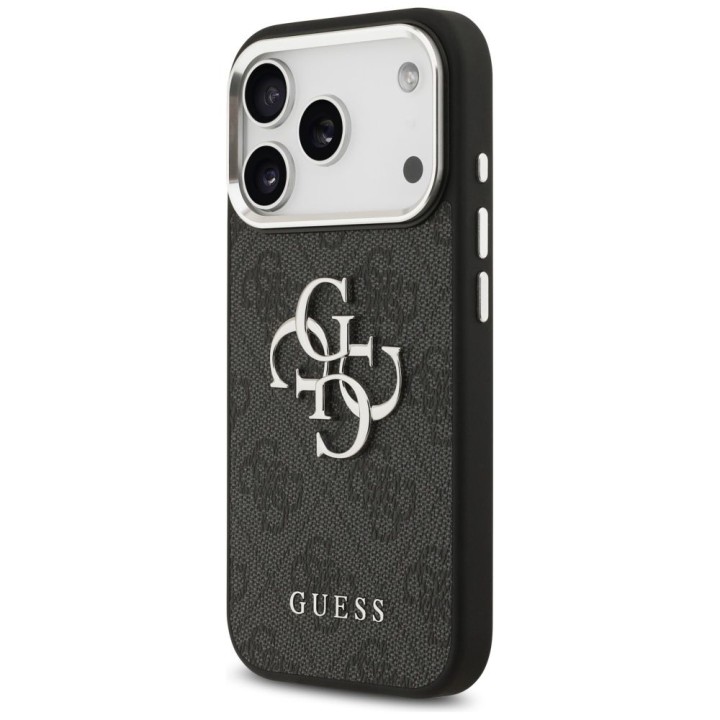 GUESS case for IPHONE 17 Pro GUHCP17LP4G4SMCK (4G PU Leather Case with Big 4G and Classic Logo and Silver Metal Camera Frame)