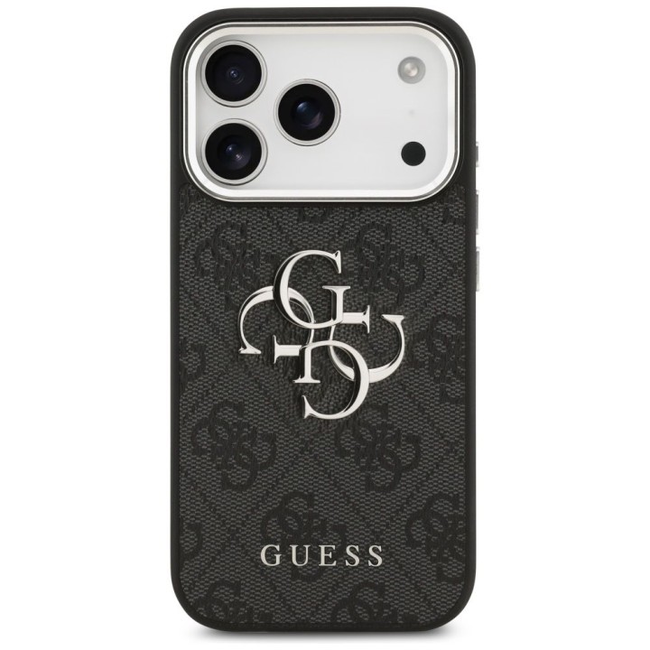 GUESS чехол для IPHONE 17 Pro GUHCP17LP4G4SMCK (4G PU Leather Case with Big 4G and Classic Logo and Silver Metal Camera Frame)