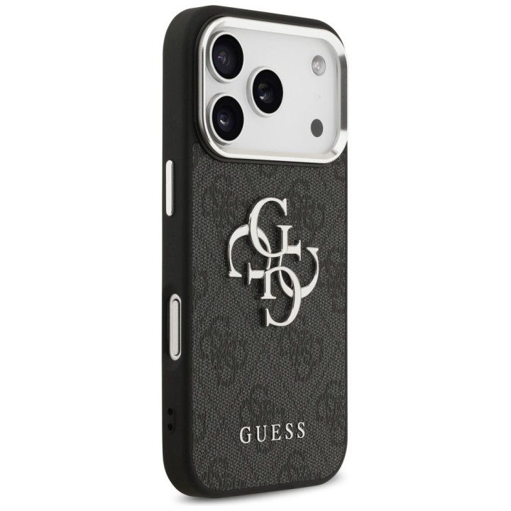GUESS case for IPHONE 17 Pro GUHCP17LP4G4SMCK (4G PU Leather Case with Big 4G and Classic Logo and Silver Metal Camera Frame)