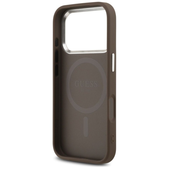 GUESS чехол для IPHONE 17 Pro совместимый с MagSafe GUHMP17LP4TSRCMW (PU 4G W/Triangle Logo SL) коричневый