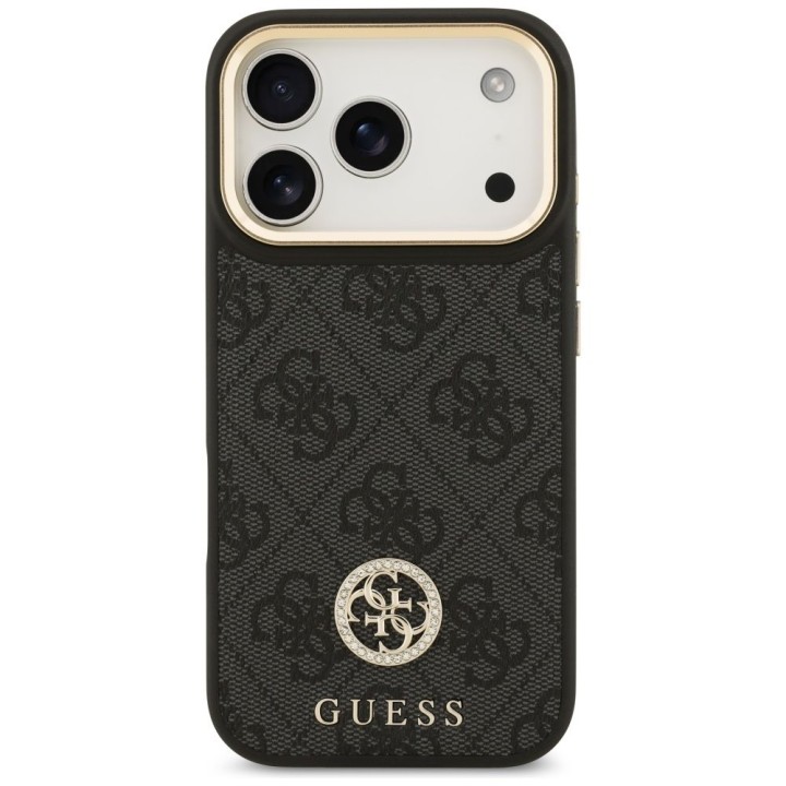 GUESS case for IPHONE 17 Pro compatible with MagSafe GUHMP17LP4GRMDEK (PU W/ 4G Strass Logo) black