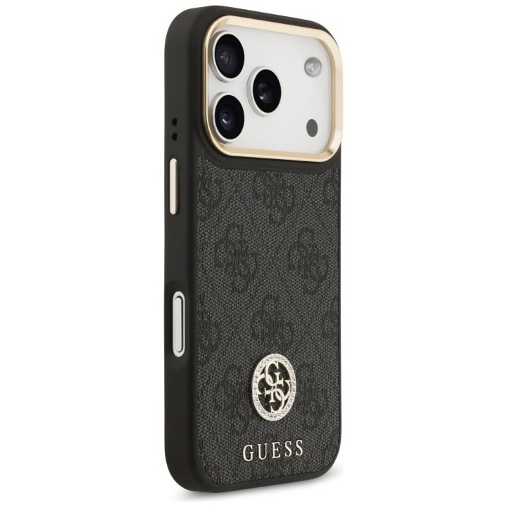 GUESS чехол для IPHONE 17 Pro совместимый с MagSafe GUHMP17LP4GRMDEK (PU W/ 4G Strass Logo) черный