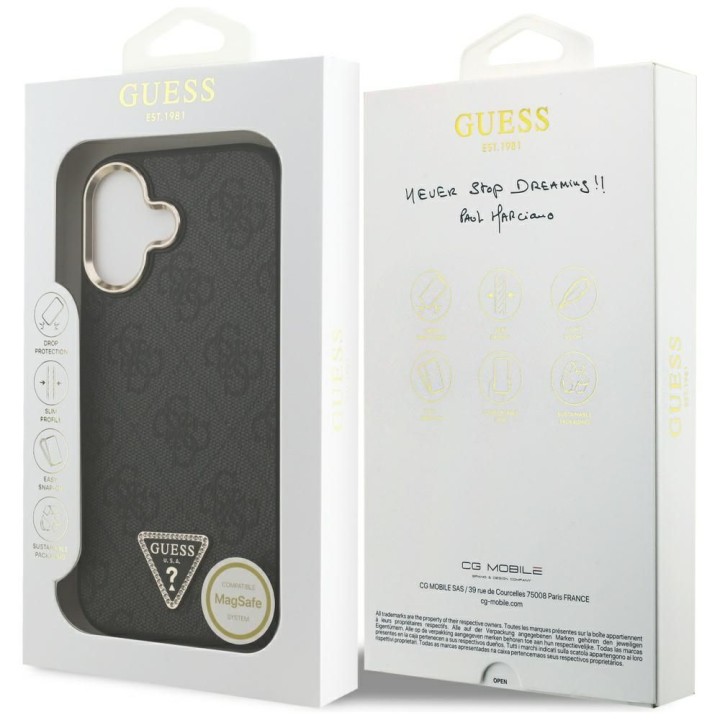 GUESS case for IPHONE 17 compatible with MagSafe GUHMP17SP4GTDGMK (4G PU W/ Triangle Logo) gold black