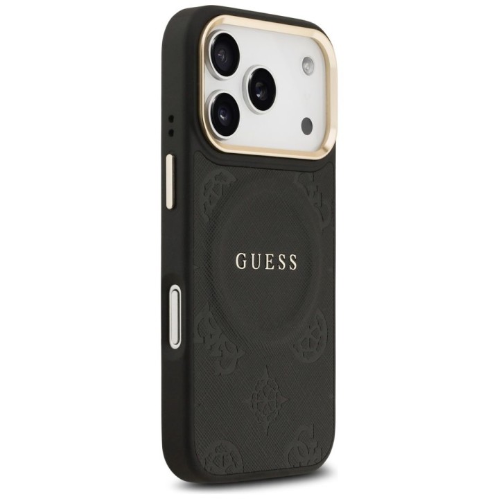 GUESS чохол для IPHONE 17 Pro сумісний із MagSafe GUHMP17LPSAMSECK (PU W/ Peony Hot Stamp) чорний