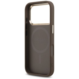 GUESS чехол для IPHONE 17 Pro совместимый с Magsafe GUHMP17LP4GTDGMW (4G PU W/ Triangle Логотип) золото коричневый