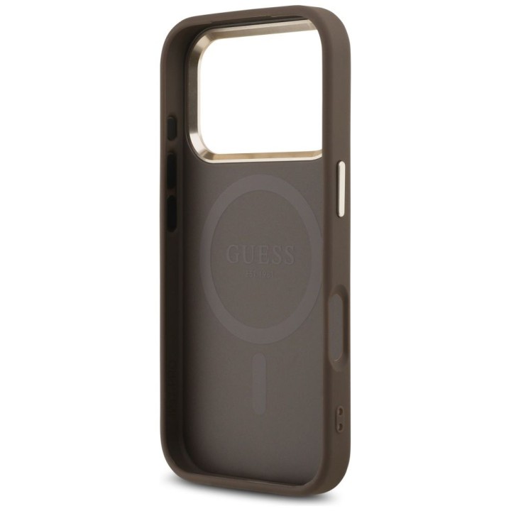GUESS case for IPHONE 17 Pro compatible with MagSafe GUHMP17LP4GTDGMW (4G PU W/ Triangle Logo) gold brown