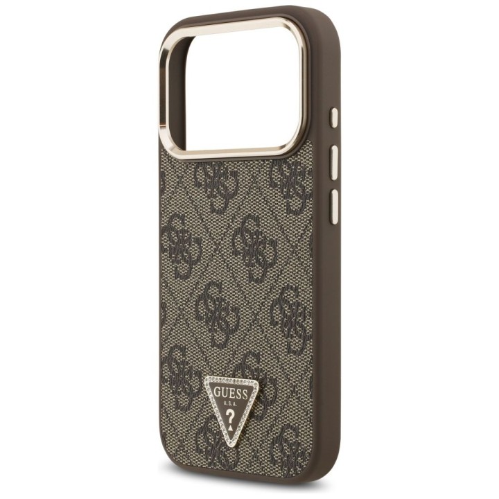 GUESS case for IPHONE 17 Pro compatible with MagSafe GUHMP17LP4GTDGMW (4G PU W/ Triangle Logo) gold brown