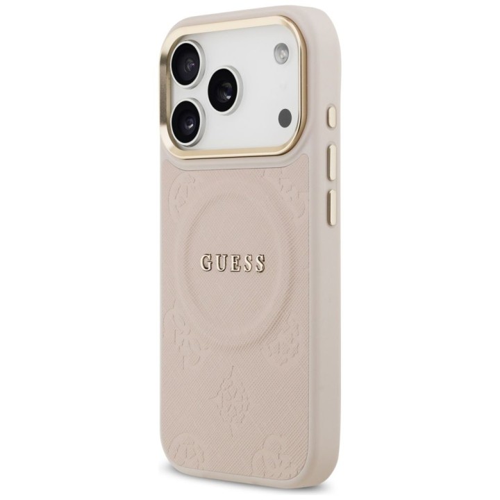 GUESS case for IPHONE 17 Pro compatible with MagSafe GUHMP17LPSAMSECP (PU W/ Peony Hot Stamp) pink