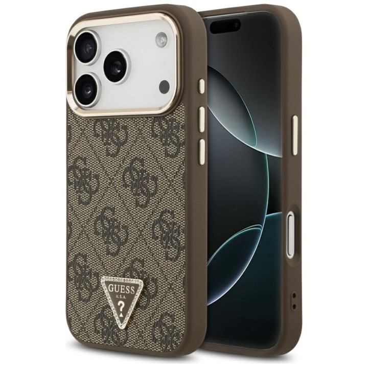GUESS case for IPHONE 17 Pro compatible with MagSafe GUHMP17LP4GTDGMW (4G PU W/ Triangle Logo) gold brown