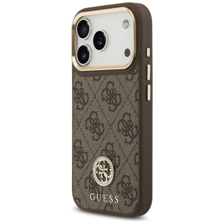 GUESS чохол для IPHONE 17 Pro сумісний із MagSafe GUHMP17LP4GRMDEW (PU W/ 4G Strass Logo) коричневий