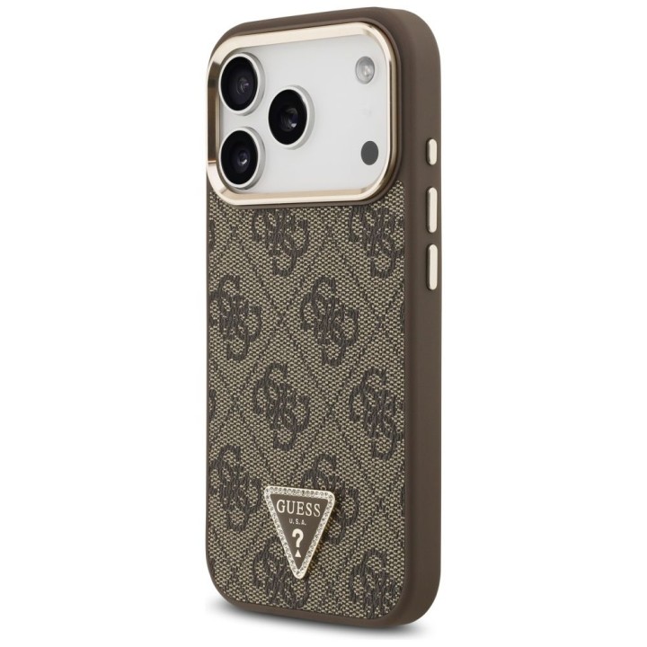 GUESS case for IPHONE 17 Pro compatible with MagSafe GUHMP17LP4GTDGMW (4G PU W/ Triangle Logo) gold brown