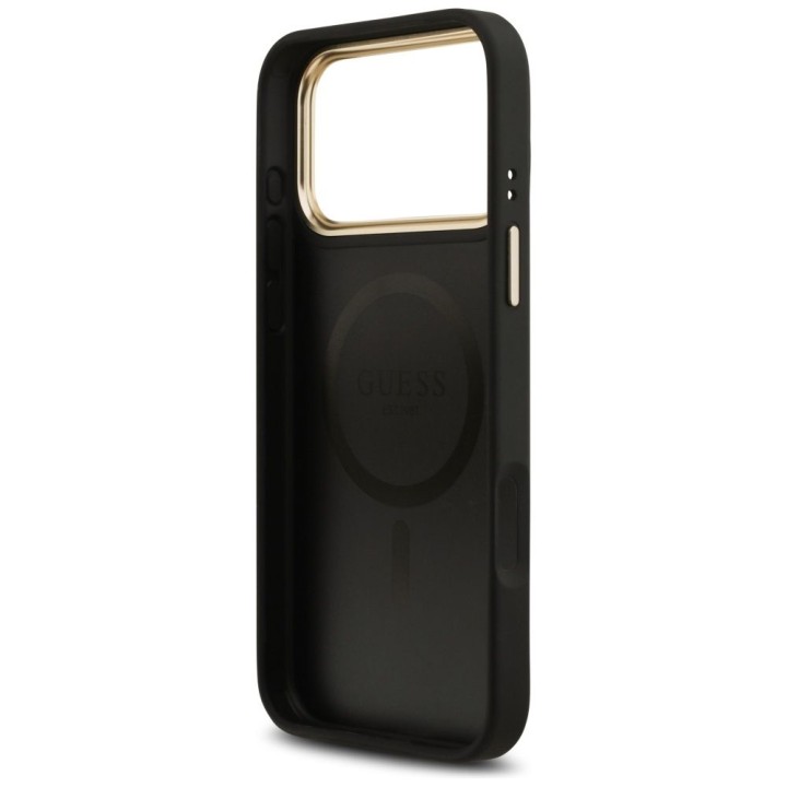 GUESS case for IPHONE 17 Pro Max compatible with MagSafe GUHMP17XPG4SEMCK (PU W/ 4G Stripe) black