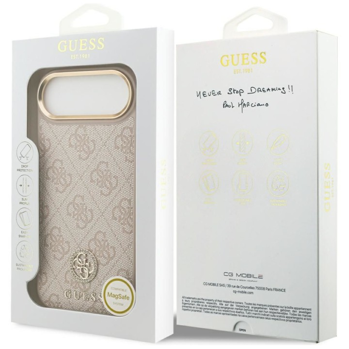 GUESS case for IPHONE 17 Air compatible with MagSafe GUHMP17MP4GRMDEP (PU W/ 4G Strass Logo) pink