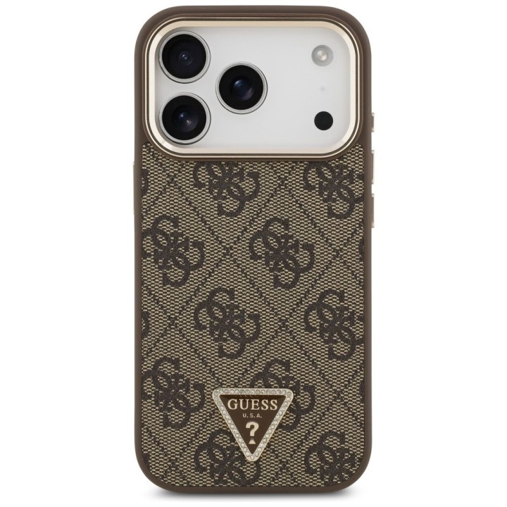 GUESS case for IPHONE 17 Pro compatible with MagSafe GUHMP17LP4GTDGMW (4G PU W/ Triangle Logo) gold brown