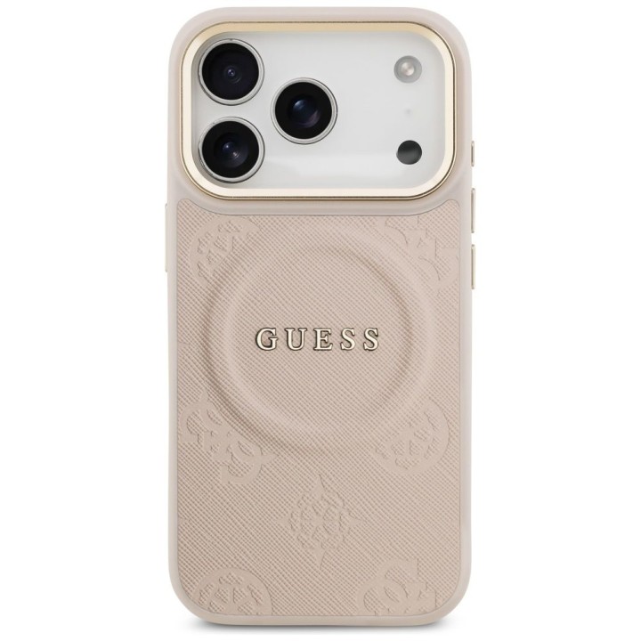 GUESS case for IPHONE 17 Pro compatible with MagSafe GUHMP17LPSAMSECP (PU W/ Peony Hot Stamp) pink