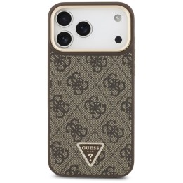 GUESS case for IPHONE 17 Pro Max compatible with Magsafe GUHMP17XP4GTDGMW (4G PU W/ Triangle Logo) gold brown