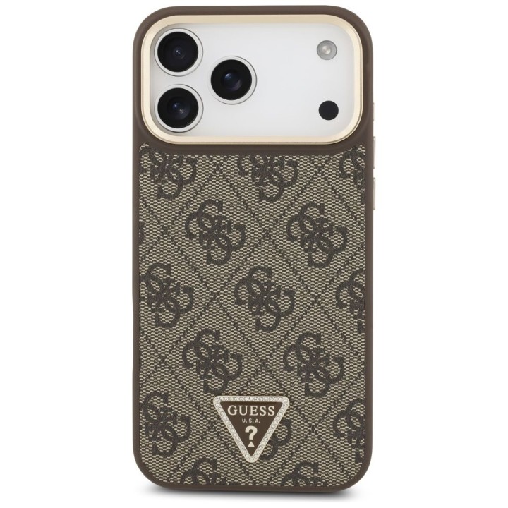 GUESS futerał do IPHONE 17 Pro Max kompatybilny z MagSafe GUHMP17XP4GTDGMW (4G PU W/ Triangle Logo) złoto brązowy