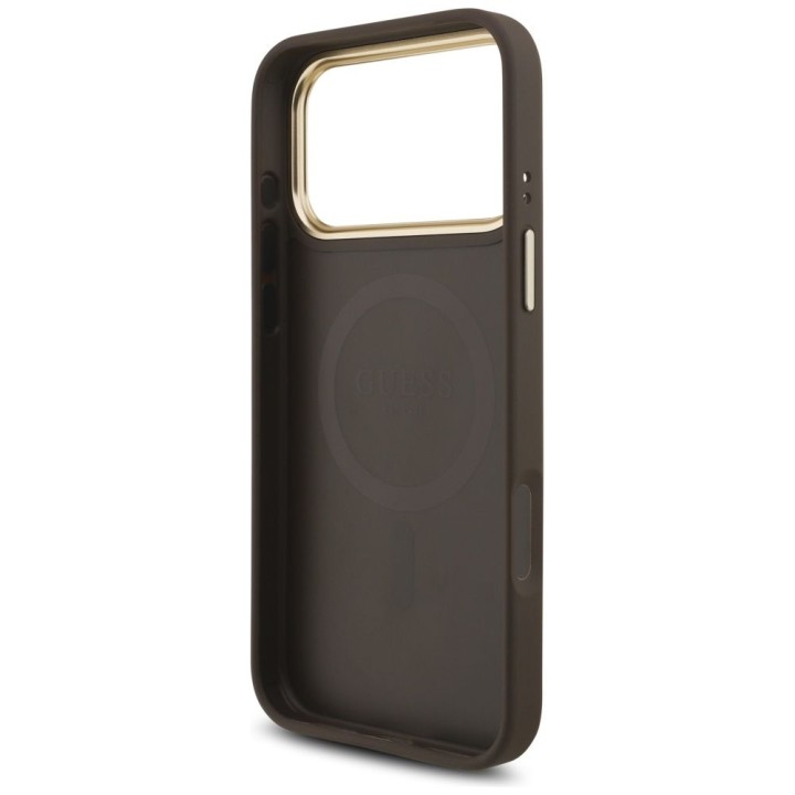 GUESS чохол для IPHONE 17 Pro Max сумісний з MagSafe GUHMP17XP4GTDGMW (4G PU W/ Triangle Logo) золото коричневий