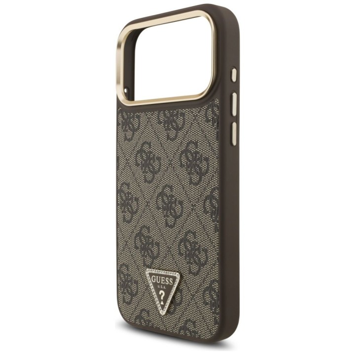 GUESS чехол для IPHONE 17 Pro Max совместимый с MagSafe GUHMP17XP4GTDGMW (4G PU W/ Triangle Logo) золото коричневый