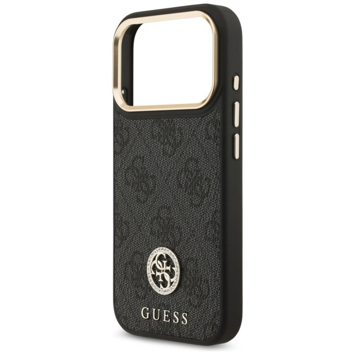 GUESS case for IPHONE 17 Pro compatible with MagSafe GUHMP17LP4GRMDEK (PU W/ 4G Strass Logo) black