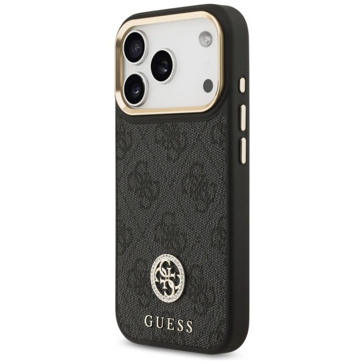 GUESS case for IPHONE 17 Pro compatible with MagSafe GUHMP17LP4GRMDEK (PU W/ 4G Strass Logo) black