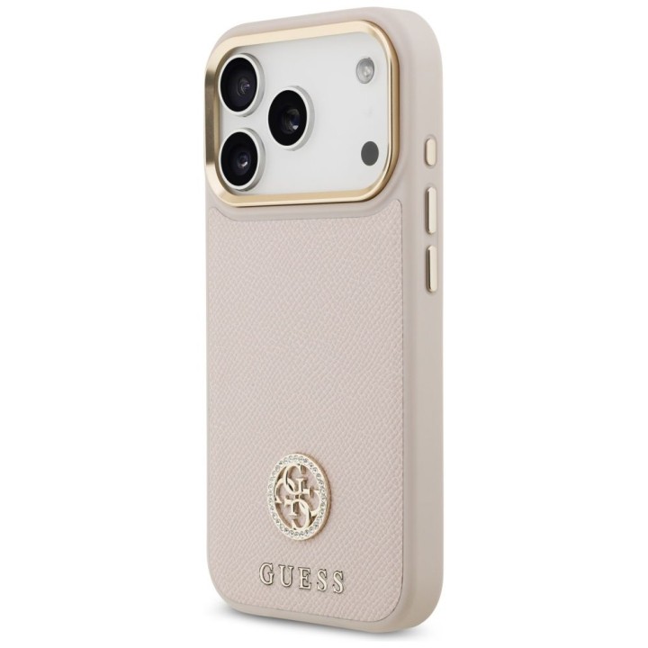 GUESS case for IPHONE 17 Pro compatible with Magsafe GUHMP17LPGCRMDEP (PU W/ Grained Strass Logo) pink
