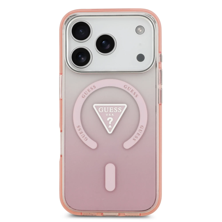 GUESS чехол для IPHONE 17 Pro совместимый с MagSafe GUHMP17LHGTMLCGP (IML Gradient W/ Triangle Logo) розовый