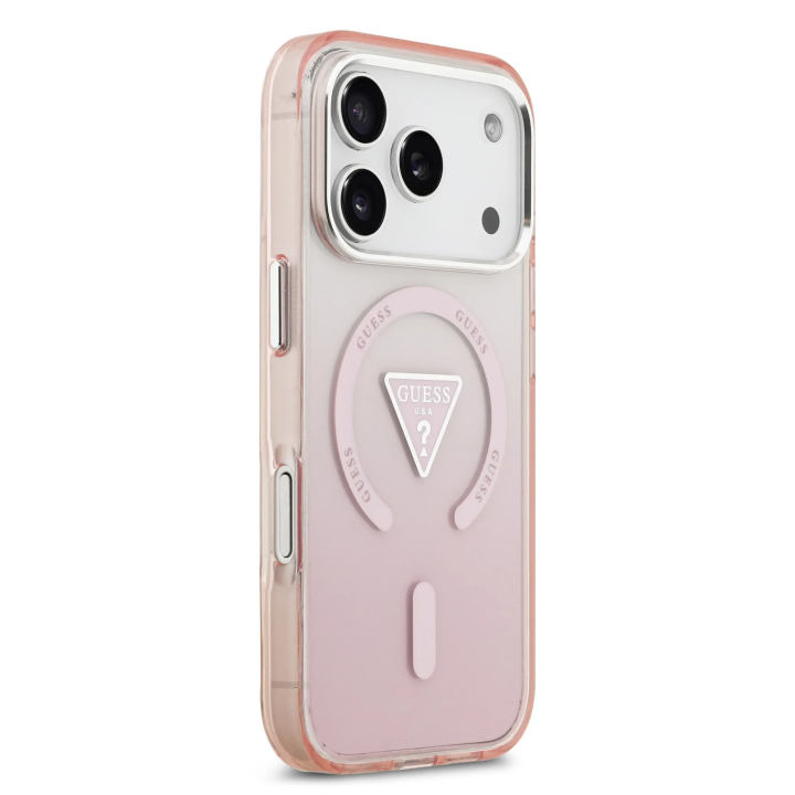 GUESS чохол для IPHONE 17 Pro сумісний з Magsafe GUHMP17LHGTMLCGP (IML Gradient W/ Triangle Логотип) рожевий