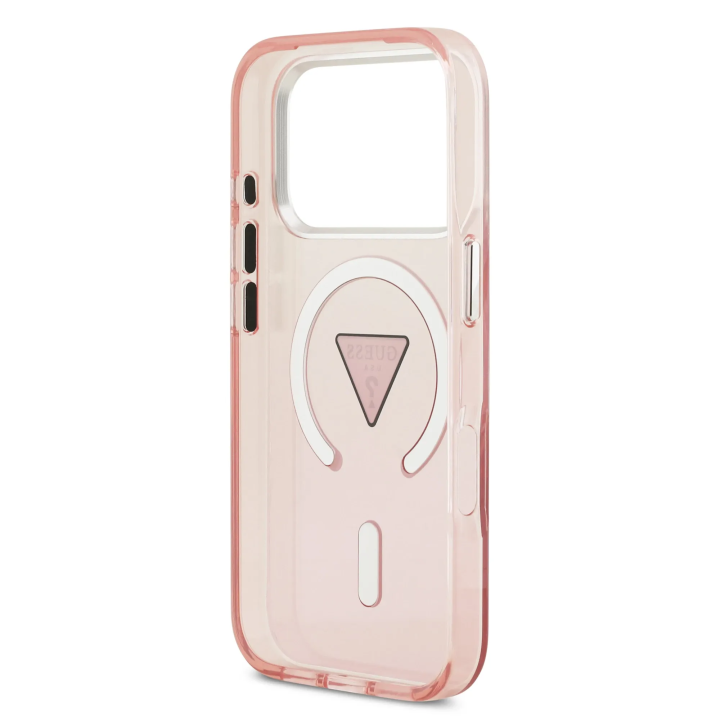 GUESS case for IPHONE 17 Pro compatible with MagSafe GUHMP17LHGTMLCGP (IML Gradient W/ Triangle Logo) pink