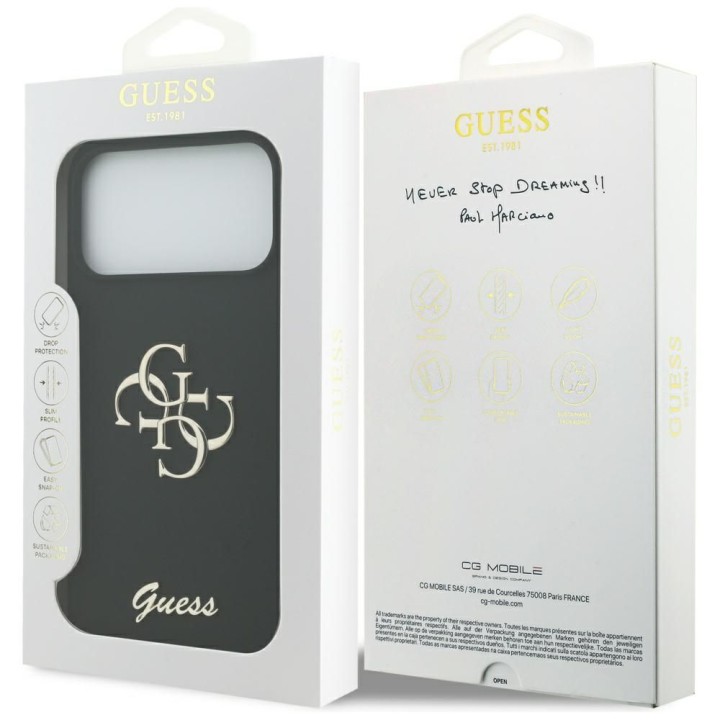 GUESS чехол для IPHONE 17 Pro Max GUHCP17XSC4GSMK (Silicone W/ Big 4G Script) черный