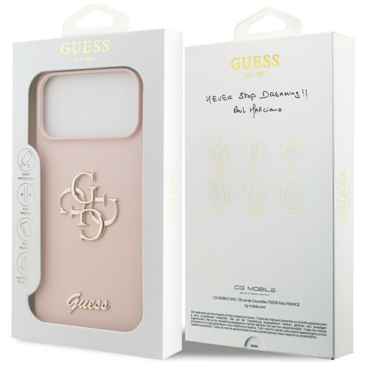 GUESS чохол для IPHONE 17 Pro Max GUHCP17XSC4GSMP (Silicone W/ Big 4G Script) рожевий