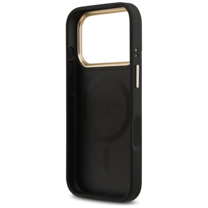 GUESS futerał do IPHONE 17 Pro kompatybilny z MagSafe GUHMP17LPSAMSECK (PU W/ Peony Hot Stamp) czarny