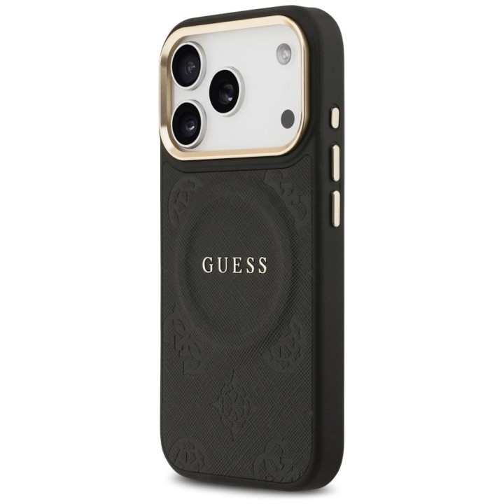 GUESS чохол для IPHONE 17 Pro сумісний із MagSafe GUHMP17LPSAMSECK (PU W/ Peony Hot Stamp) чорний