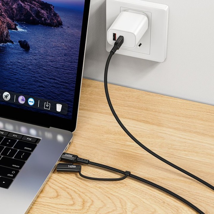 Cable 2-in-1 USB C to USB C / Mag3 Hoco 240W 1,8 m U142 black