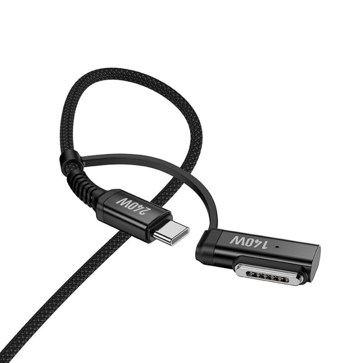 Кабель 2 в 1 USB C — USB C / Mag3 Hoco 240W 1,8 m U142 чорний