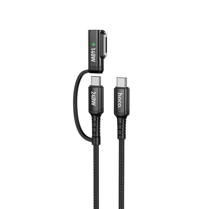 Кабель 2 в 1 USB C — USB C / Mag3 Hoco 240W 1,8 m U142 чорний