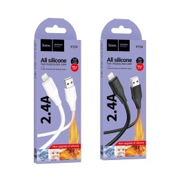 Кабель USB A для Lightning Hoco 2,4A силіконовий 1 m X124 чорний