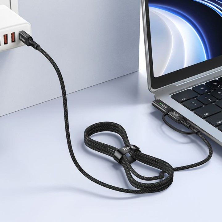 Кабель 2 в 1 USB C — USB C / Mag3 Hoco 240W 1,8 m U142 черный