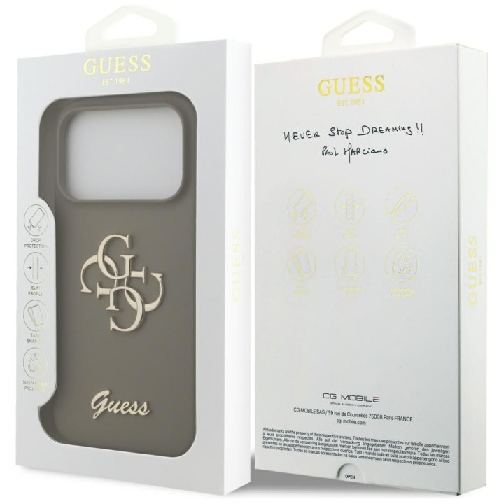 GUESS case for IPHONE 17 Pro GUHCP17LSC4GSMW (Silicone W/ Big 4G Script) brown