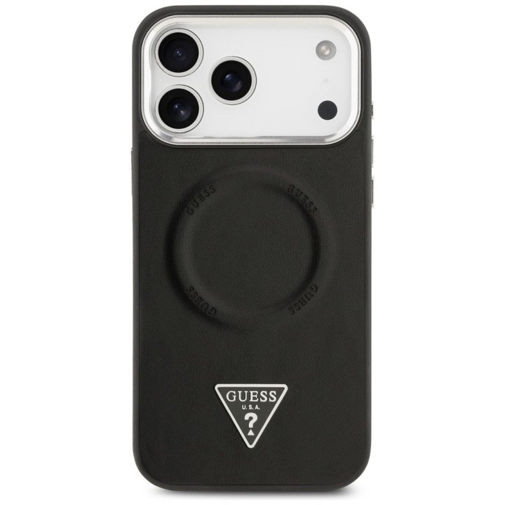 GUESS чохол для IPHONE 17 Pro сумісний із MagSafe GUHMP17LPSDTSCMK (PU W/ Triangle Logo) чорний
