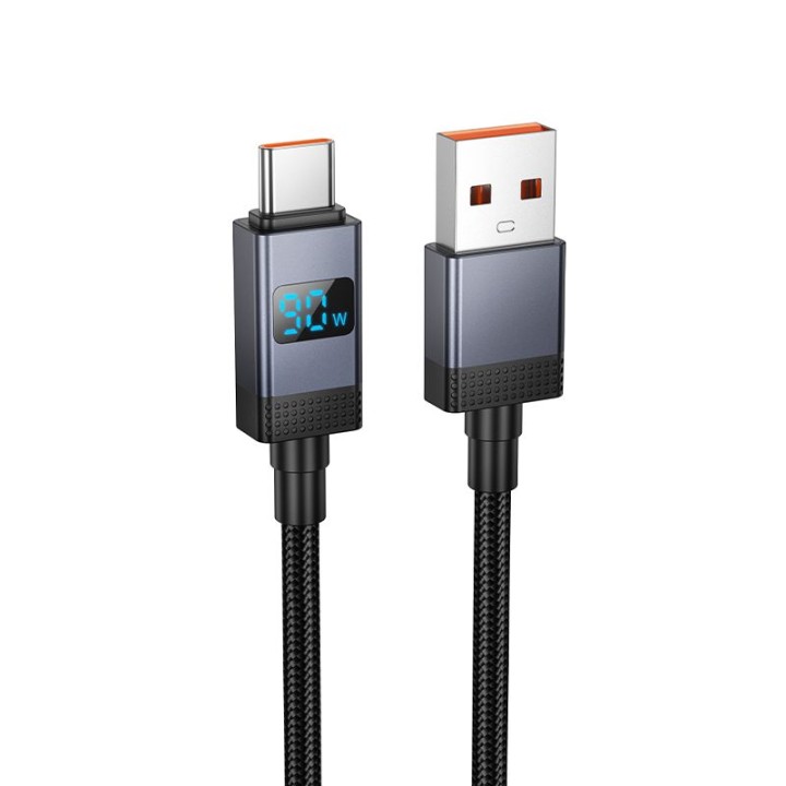 Кабель USB A — USB C Hoco 5A з дисплеєм 1 m X118 чорний