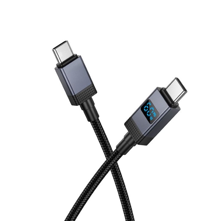 Кабель USB-C – USB-C Hoco 3A 60W с дисплеем 1 m X118 черный