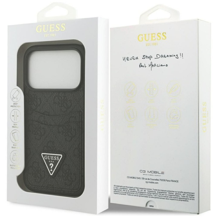 GUESS чехол для IPHONE 17 Pro GUHCP17LP4TPK (4G Double Card Triangle) черный