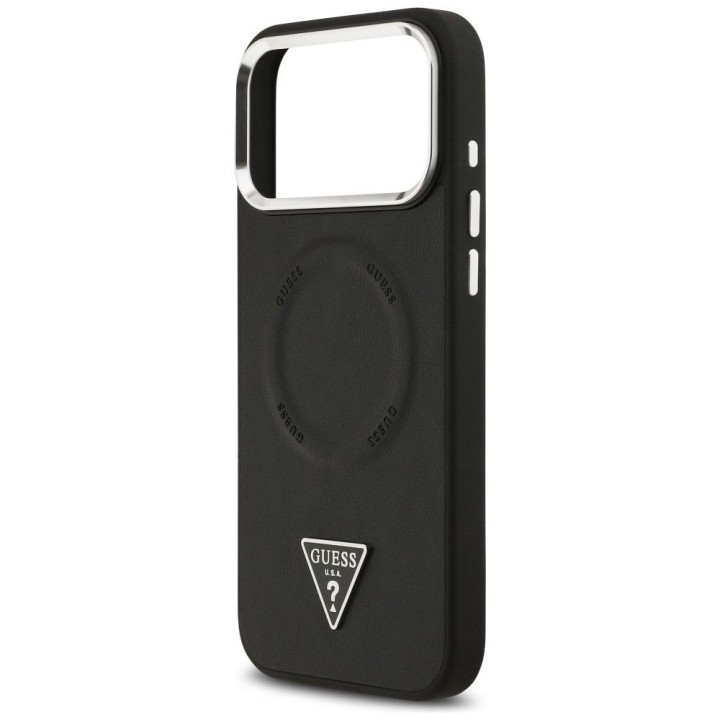 GUESS futerał do IPHONE 17 Pro kompatybilny z MagSafe GUHMP17LPSDTSCMK (PU W/ Triangle Logo) czarny