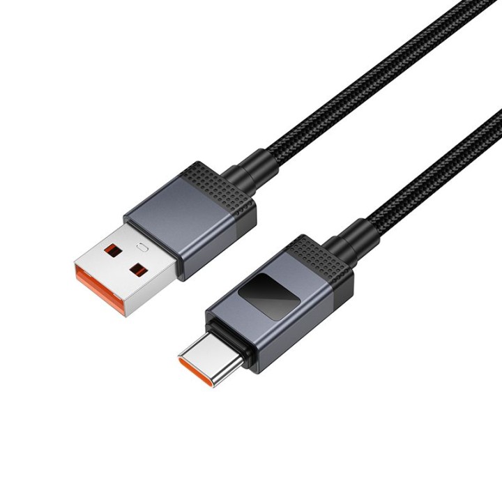 Cable USB A to USB C Hoco 5A with display 1 m X118 black