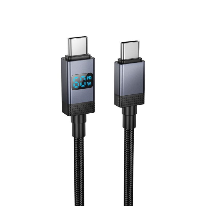 USB-C to USB-C cable Hoco 3A 60W with display 1 m X118 black