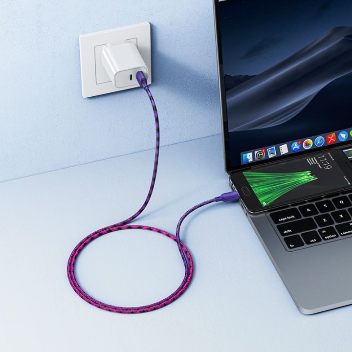 Кабель USB A — Micro USB Hoco 2,4A 1 m X116 gradient фиолетовый