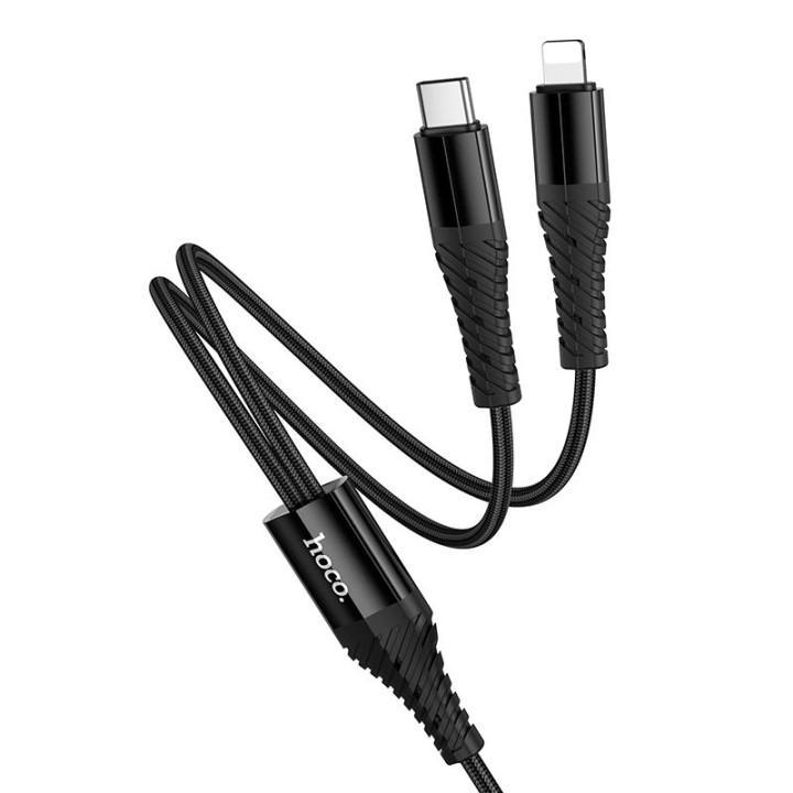 Кабель 2 в 1 USB C — USB C+Lightnig Hoco 1 m X123 черный