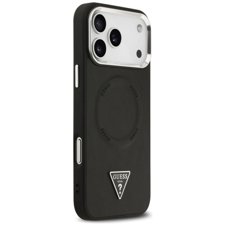 GUESS futerał do IPHONE 17 Pro kompatybilny z MagSafe GUHMP17LPSDTSCMK (PU W/ Triangle Logo) czarny