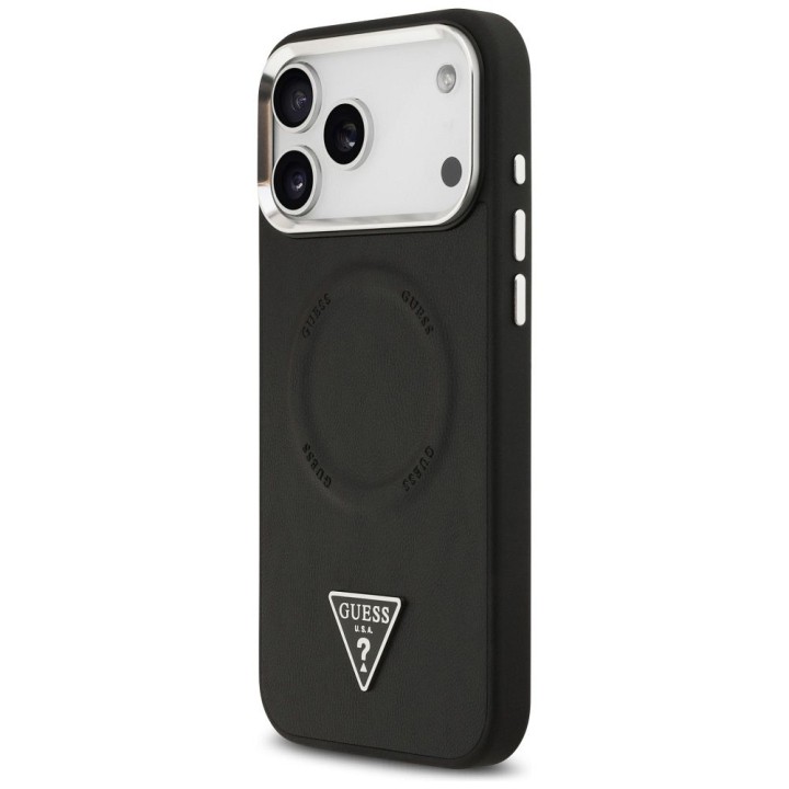 GUESS futerał do IPHONE 17 Pro kompatybilny z MagSafe GUHMP17LPSDTSCMK (PU W/ Triangle Logo) czarny